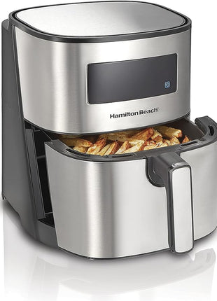 Hamilton Beach 5.8 Quart Digital Air Fryer Oven with 8 Presets, Easy to Clean Nonstick Basket, Black (35075)
