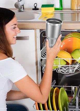 WETOWETO 30 oz Tumbler Stainless Steel Vacuum Insulated Coffee Ice Cup Double Wall Vacuum Coffee Tumbler for Hot and Cold drinks, Suitable for Beach, Travel, Party, Office (Stainless, 1 Pack)