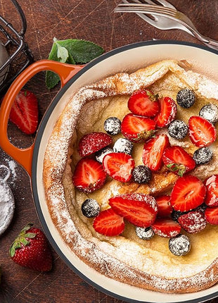 Miereirl 6 Quart Enameled Dutch Oven Pot with Lid, Cast Iron Dutch Oven with Dual Handles for Bread Baking, Cooking, Non-stick Enamel Coated Cookware (Orange)