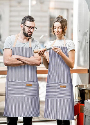 2 Pack Adjustable Bib Apron with 2 Pockets Chef Cooking Kitchen Restaurant Aprons for Women Men