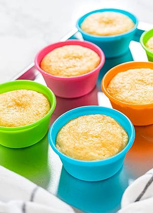 Bakerpan Silicone Jumbo Muffin Cups For Baking, Smooth Large Air Fryer Muffin Cups, 3 1/2 Inch Muffin Baking Cups, Jumbo Cupcake Liners - Set of 6