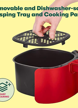 BELLA 3 Qt Touchscreen Air Fryer Oven and 5-in-1 Multicooker with Removable Nonstick Dishwasher Safe Crisping Tray and Basket, 1400 Watt Heating System, Matte Red