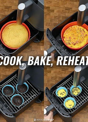 Air Fryer Baking Pan Set For Ninja DoubleStack 2-Basket 10QT SL401 Freezer, Airfryer Bakeware Sets with Cupcake Liners & Kitchen Conversion Chart, Nonstick Round Cake Molds for Baking