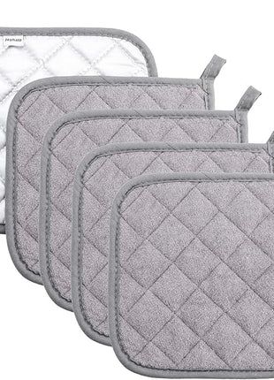 Pot Holders Cotton Made Machine Washable Heat Resistant Potholder, Pot Holder, Hot Pads, Trivet for Cooking and Baking (5, Grey)