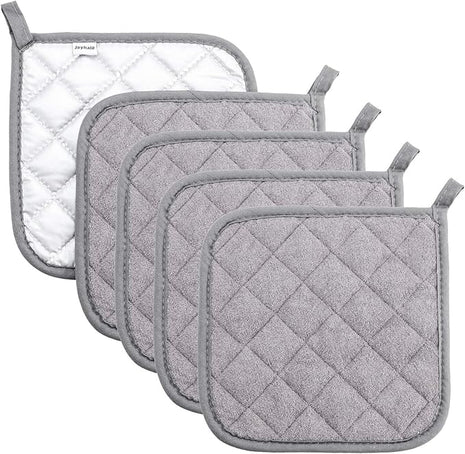 Pot Holders Cotton Made Machine Washable Heat Resistant Potholder, Pot Holder, Hot Pads, Trivet for Cooking and Baking (5, Grey)