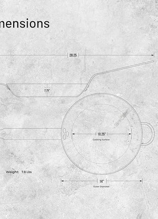 De Buyer MINERAL B Carbon Steel Fry Pan - 14” Diameter, 10.25” Cooking Surface - Ideal for Searing, Sauteing & Reheating - PFAS, PFOA & PFOS Free - Made in France