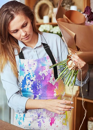Britimes Apron Home Kitchen Cooking Baking Gardening for Women Men with Pockets Shades Watercolor Clouds Colorful Paint 32x28 inch