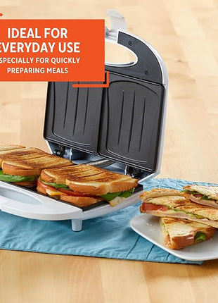 IMUSA 2 Slot Electric Sandwich Maker White Nonstick Press for Grilled Sandwiches and Quick Snacks
