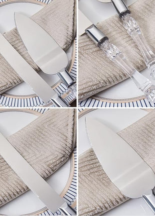 AW BRIDAL Cake Knife and Server Set for Wedding Stainless Steel Cake Knife Cutter Slicer Cake Server Spatula Wedding Bridal Shower Gifts for Couples Birthdays Gifts