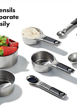 OXO Good Grips Stainless Steel Measuring Cups and Spoons 8-Piece Set, 4 Cups and 4 Spoons
