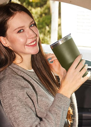MEWAY 30oz Tumbler Double Wall Vacuum Insulated Travel Mug, Stainless Steel Tumbler with Lid, Durable Powder Coated Insulated Coffee Cup for Cold & Hot Drinks (Army Green,1 PACK)
