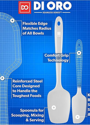 DI ORO Silicone Spatula Set - Rubber Kitchen Spatulas for Baking, Cooking, & Mixing - 600°F Heat-Resistant & BPA Free Silicone Scraper Spatulas for Nonstick Cookware - Dishwasher Safe (5pc, Stone)