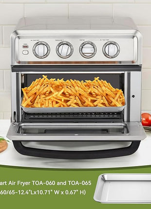 Quality Baking Sheet Pan, 12.4"x11" Stainless Steel Air Fryer Tray Replacement for Cuisinart Air Fryer TOA-060 and TOA-065, Dishwasher Safe, NonStick Baking Pans for Cooking Bread and Broiling
