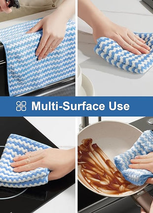 JOYMOOP 18 Pack Microfiber Cleaning Cloth, Kitchen Towels for Dish Drying Washing, Absorbent Streak Free Lint Free Rags for Cleaning, Reusable and Washable Towels - 10" x 10"
