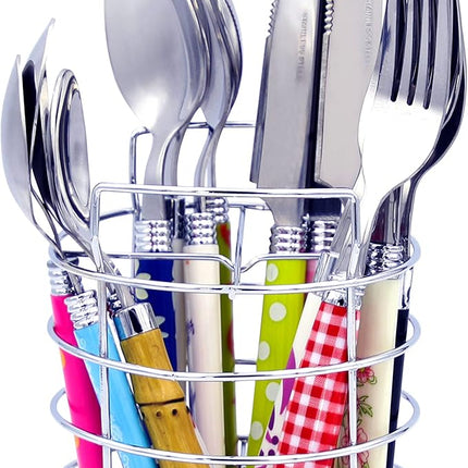 The Original Brink House Eclectic Collection Mix & Match Stainless Steel Cutlery Set with Multicolored Handles / 16 pieces with Metal Stand/Lifestyle utensils for home, apartment, dorm, outdoor