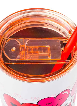 Silver Buffalo Hello Kitty Heart Balloons Double Walled Stainless Steel Tumbler with Straw, 22 Ounces