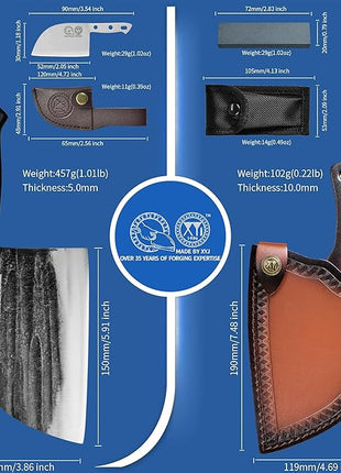 XYJ Authentic Since 1986,6 Inch Serbian Chef Knife With Sheath,Handmade Forged Ancient Outdoor Camping Kitchen Butcher Knife,Vegetable Cooking Meat Knives,Full Tang