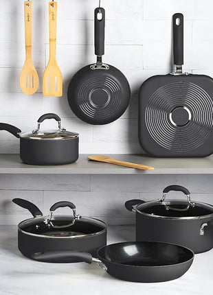 Goodful Ceramic Nonstick Pots and Pans Set, Premium Ceramic Coating Made without PFOA, PTFE or PFAS, Dishwasher Safe, 12-Piece, Charcoal Gray