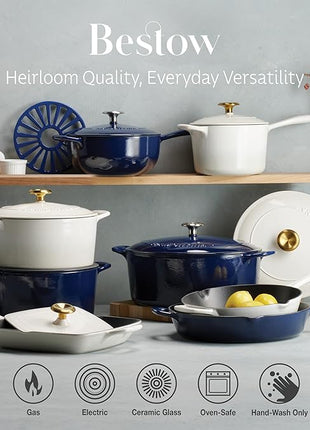 Tramontina Bestow Enameled Cast Iron Dutch Oven Pot with Lid, Round 5.5-quart, Blue