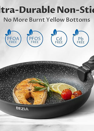 BEZIA Induction Cookware Set 10 Pieces, Nonstick Pots and Pans Set with Removable Handles, for All Hobs, Stackable Design, Dishwasher/Oven Safe, PFAS Free