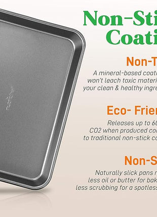 NutriChef 2-Piece Large & Medium Cookie Sheets for Baking - Non Stick Baking Sheet for Cookies, Sheet Cakes & Roasting - Dishwasher Safe - Gray