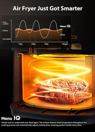 Toshiba 7.7QT Air Fryer, Family-Size for Quick and Easy Meals, 12 Preset Menus and Menu-IQ Function, 1°F Precision, 90% less fat, Double-sided Handles Easy Carrying