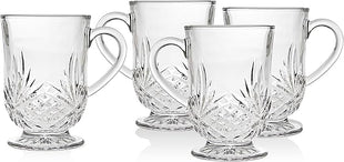 Godinger Coffee Mugs, Tea or Hot Water Glass Cups - Dublin Collection, Set of 4, 10 fluid ounces