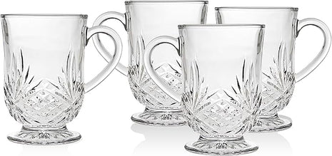 Godinger Coffee Mugs, Tea or Hot Water Glass Cups - Dublin Collection, Set of 4, 10 fluid ounces