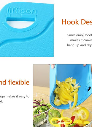 Liflicon Thick Cutting Boards for Kitchen Silicone Chopping Board Set of 2 Mid 12.6'' x 9.1”,Mini 9.1”x7.1” Non-slip Deep Drip Juice Groove Easy Grip Handle,Dishwasher Safe-Blue