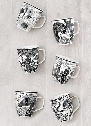 Karma Gifts 14 oz Black and White Boho Mug Sugar Skull - Cute Coffee and Tea Mug - Ceramic Coffee Mugs for Women and Men