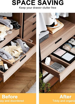 DIMJ Drawer Organizers, Set of 12 Clothes Drawer Organizer, Foldable Closet Drawer Organizer, Dresser Drawer Organizers Dividers for Baby Clothes, Socks, Belt, Tie (Black)