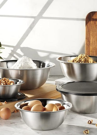 WHYSKO Stainless Steel Mixing Bowl Set, 10 Piece Stainless Steel Mixing Bowls with Lids Set for Food Prep Storage and Serving, Dishwasher Safe for Kitchen Baking Cooking, Silver