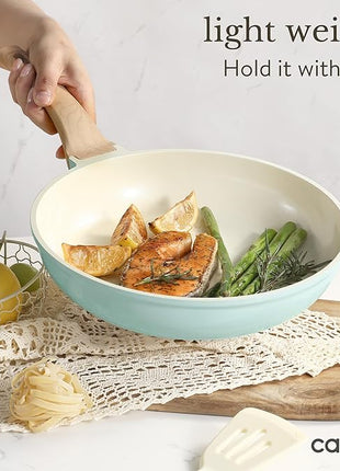 CAROTE 21-Piece Ceramic Pots and Pans Cookware Set, Non Stick Induction Cook Ware Kitchen Cooking Set Non-Toxic Health, PFAS Free