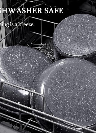 GiPP Ceramic Non Stick Frying Pans Set Removable Handle, Dishwasher & Oven Safe Nonstick Skillets with Detachable Handle, Healthy Cooking Compatible with All Stovetops, PFOA Free, RV Cookware set