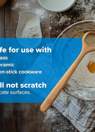 FAAY 13" Dough Whisk, 100% Healthy Teak Kitchen Utensils for Bread Mixing, Sourdough, Batter Preparation, Baking, and Cooking Tools