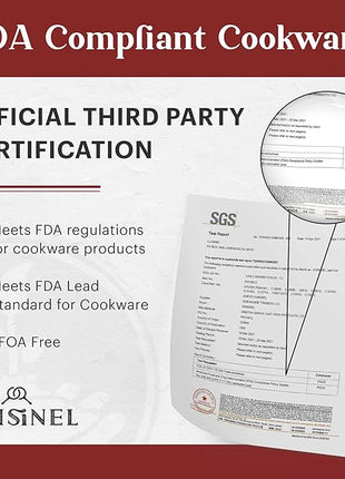 Cuisinel Cast Iron Skillet + Glass Lid + Red Chainmail Scrubber - 15"-Inch Dual Handle Braiser Frying Pan + Silicone Handle Covers - Pre-Seasoned Oven, Grill, Stovetop, Fire Cookware - Indoor/Outdoor