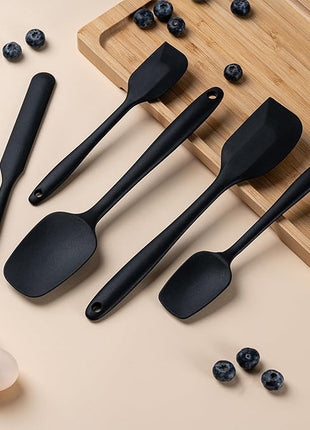 Silicone Spatula Set, 5 Piece Food Grade Rubber Spatulas for Baking, Cooking, and Mixing High Heat Resistant Non Stick Dishwasher Safe BPA-Free (Grey)
