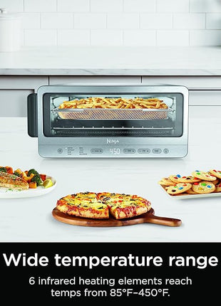 Ninja Flip Toaster Oven&Air Fryer, 8-in-1 Functionality, Flip Up&Away Capability for Storage Space, LargeCapacity, Air Fry Basket, SheetPan, Wire Rack&Removable Crumb Tray, Stainless,1800 watts, SP151