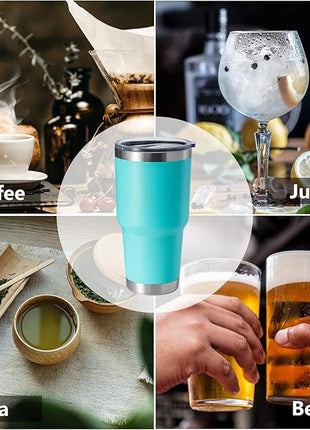 HASLE OUTFITTERS 30oz Stainless Steel Tumbler, Double Wall Vacuum Insulated Travel Mug Tumbler, Durable Insulated Coffee Mug, Gift Box Set (Light Green, 8)