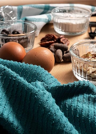 KAF Home Premium Kitchen Towels (18" x 28"), Large 100% Cotton, Flat & Terry Absorbent Dish Towel Set (Teal, 18 x 28-6 Pack)