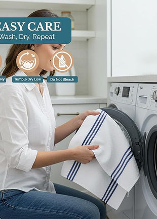 Casa Platino Dish Towels for Drying Dishes and Kitchen Towels and Dishcloths Sets, Cotton Kitchen Towel Set 8 Piece Kit with Mixed Textures, Built for Everyday Wiping, Rinsing, and Spills – Blue