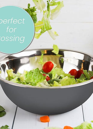 WHYSKO Meal Prep Stainless Steel Mixing Bowls Set, Home, Refrigerator, and Kitchen Food Storage Organizers | Ecofriendly, Reusable, Heavy Duty (Gray)