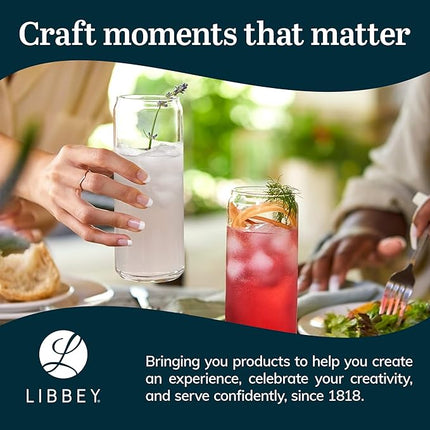 Libbey Classic Slim Beer Can Glasses, 12.5 oz Tall Drinking Glasses Set of 6, Space-Saving, and Versatile Thin Glassware for Cocktails, and Mocktails