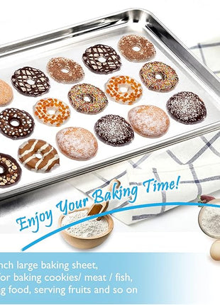 TeamFar Baking Sheet, 17.6’’ x 13’’ x 1’’ Stainless Steel Large Cookie Sheet Baking Tray Pan for Oven, Non-Toxic & Healthy, Rust Free & Heavy Duty, Mirror Finish & Dishwasher Safe