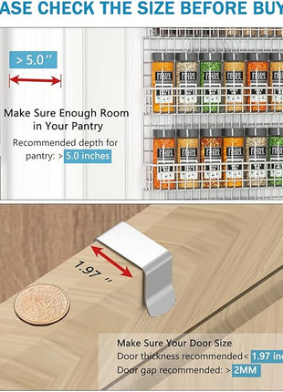 JKsmart Spice Rack Organizer 6-Tier Wall Mounted & Over the Door Spice Racks for Kitchen Pantry Bathroom,Two Size, Large Capacity, Silver