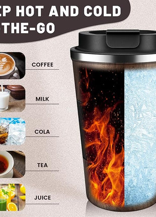 Insulated Coffee Tumblers with Flip Lid 12oz / 17oz, Stainless Steel Travel Coffee Mug Leak Proof, Vacuum Insulated Coffee Mug Reusable Cup, Keeps Cold and Hot for Coffee Tea