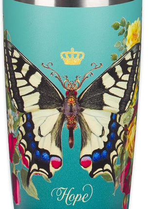 Christian Art Gifts Stainless Steel Double Wall Vacuum Insulated Tumbler 18 oz Butterfly Teal BPA-free Travel Mug with Retractable Lid Inspirational Bible Verse for Women - Hope -Isaiah 40:31