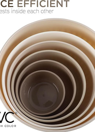 COOK WITH COLOR Prep Bowls with Lids- Wide and Deep Nesting Plastic Small Mixing Bowl Set with Lids, 12 Piece Set - Wide Bowls, Brown