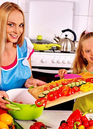 JOVITEC 8 Pcs Kid Cooking Kitchen Knife Set, Plastic Serrated Edges Children's Safe Chef Nylon Knives for Cutting Fruit Bread Cake Salad Lettuce Kids Cooking Supply(Multi Colors Square Knife)