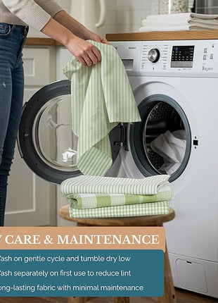 Casa Platino Kitchen Towels Cotton and Kitchen Dish Towels – Soft Cotton Set of 8 with Coordinated Patterns – Inviting Tones for Baking and Everyday Spills – Sage Green